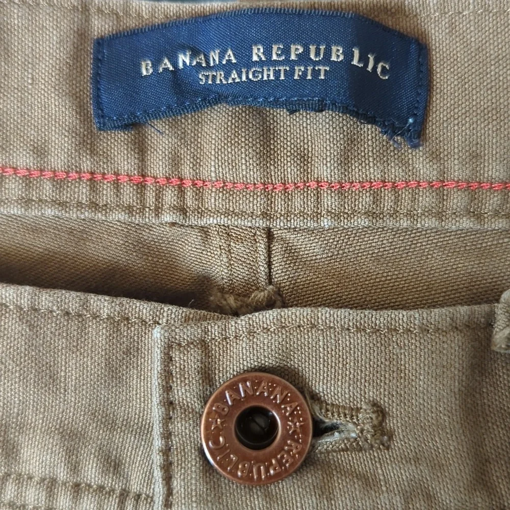 Banana Republic Straight Fit Chino Pants Brown Linen Cotton Men's Size 32x30
